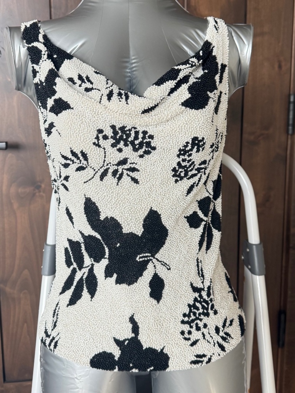 BEADED EVENING TOP, CARMEN MARC VALVO, SIZE S